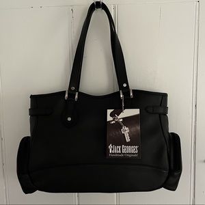 Jack Georges NWT and in box giftable black fine leather handbag